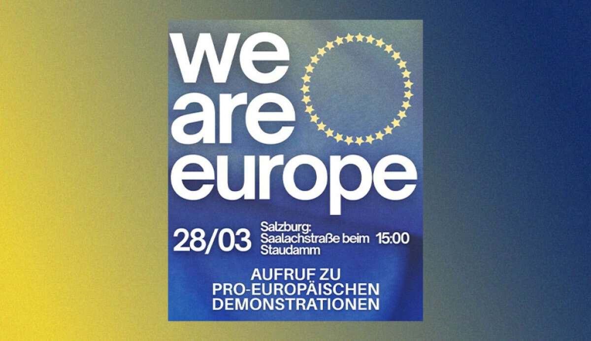 Plakat für pro-europäische Demonstration in Salzburg am 28.03.