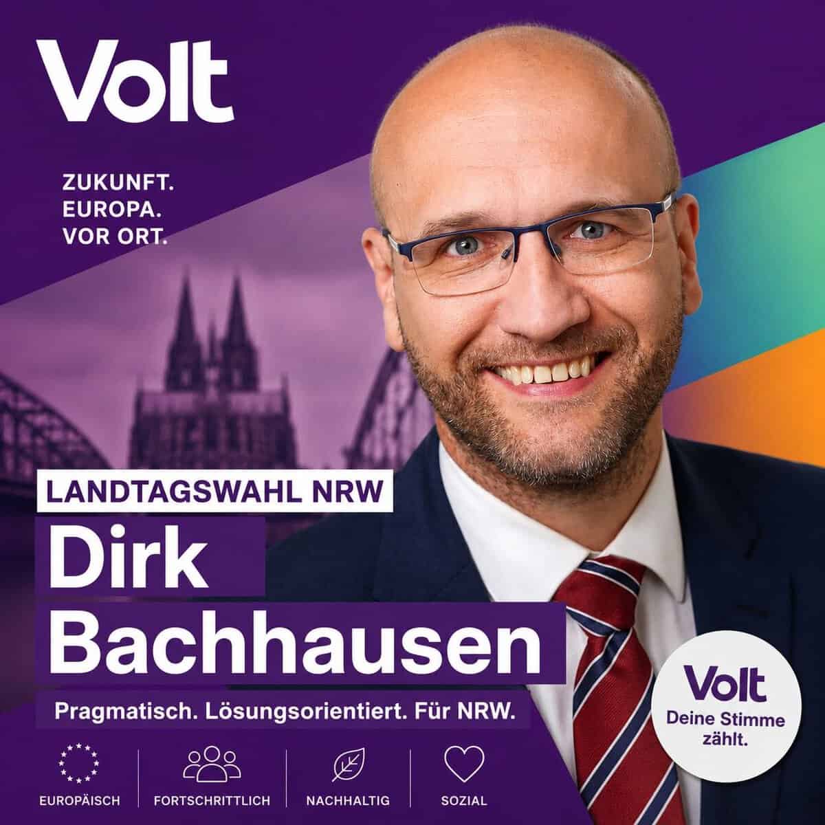 Dirk Bachhausen bei Wahlkampfveranstaltung in NRW, Wahlkreiskandidat für Volt.