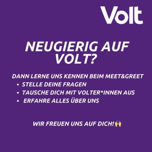 Volt Meet & Greet mit Dirk Bachhausen, Fragen stellen, kennenlernen, Erfahrung teilen.