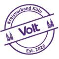 Logo des Kreisverbands Köln Volt, gegründet 2016, in lila Farbe.