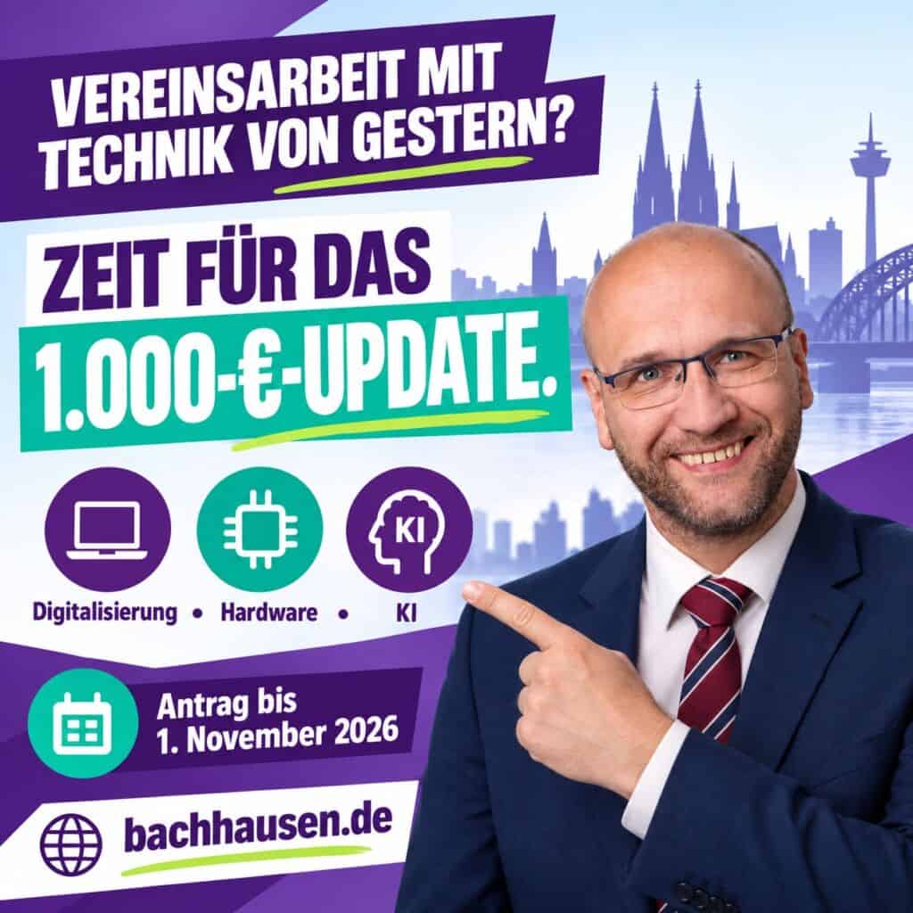 Dirk Bachhausen wirbt für Fördermittel für Digitalisierung und KI im Ehrenamt.