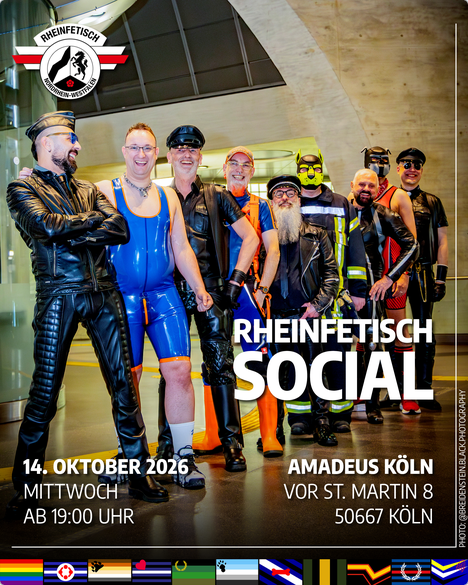 Gruppe von Menschen in Fetischkleidung bei Rheinfetisch Social in Köln.