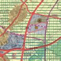 Kartenbild mit Straßenverbindungen und Sperrgebieten in Rot und Gelb.