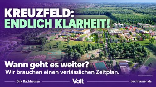 Luftaufnahme von Kreuzfeld mit grünen Flächen und Gebäuden in Köln.