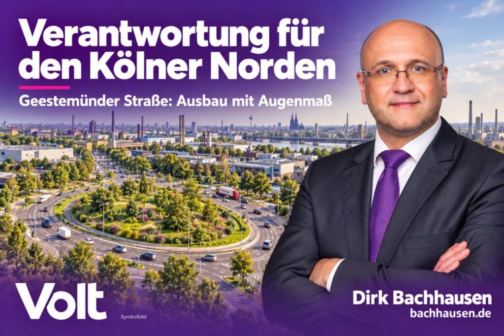 Dirk Bachhausen vor einer städtischen Verkehrsplanung in Geestemünder Straße.